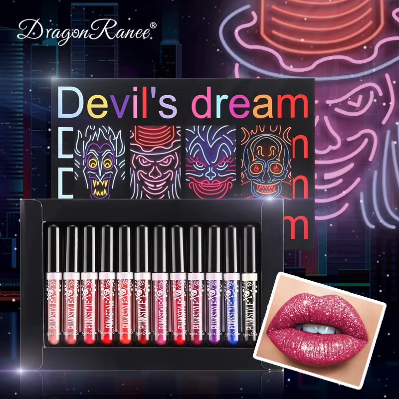 Devil’s Dream™ – 12-Color Glitter Lip Gloss & Lip Tint Kit