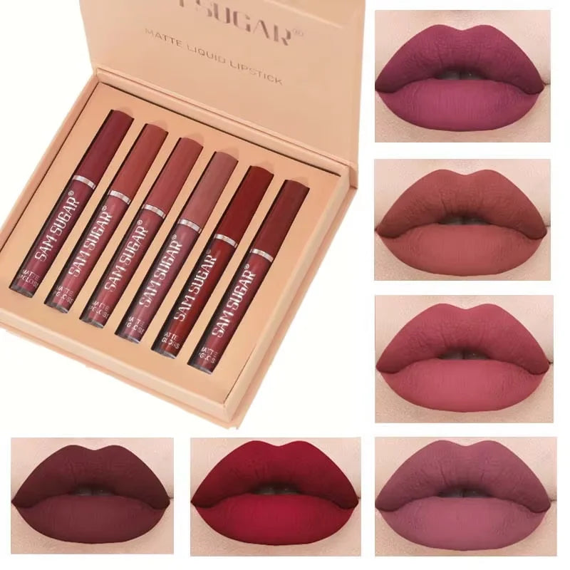 LuxeMatte™ by Handaiyan – 6-Piece Waterproof Matte Lipstick Set