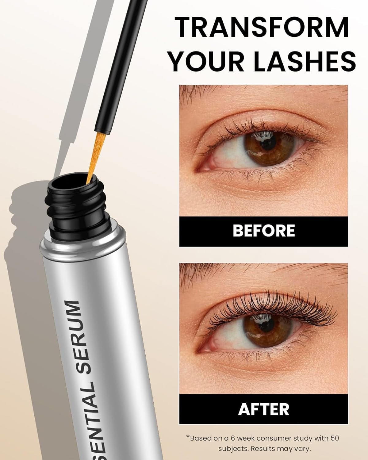 Eyelash Serum- Natural Comestic Eyelash Serum for Longer, Thicker Lashes & Brows, Boost Lash Serum Vegan & Cruelty-Free-Niacinamide, Centella Asiatica Leaf Extract(10 Ml Silver)
